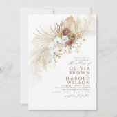 Invitation Tons de Terre Fleurs Élégant Mariage en herbe Pamp (Devant)