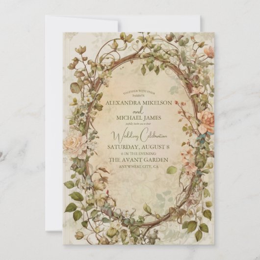 Invitation Tons de Terre moderne Boho Mariage Floral (Devant)
