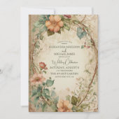 Invitation Tons de terre Muet Faded Floral Mariage (Devant)