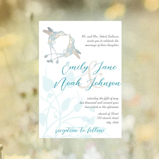 Invitation Tons de terre rustiques Colibri Baiser Oiseaux de