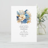 Invitation Tons Floraux de Mariage d'Été de Plage (Debout devant)