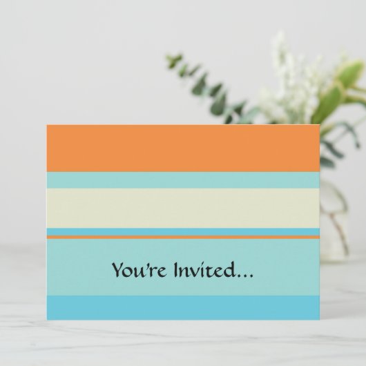 Invitation Tons horizontaux en bleu doux et orange (Debout devant)