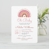 Invitation Tons Mués Boho arc en ciel Oh Baby shower Invitati (Debout devant)