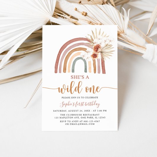 Invitation Tons Muets Boho Arc-en-ciel Pampas Grass Wild Un 1
