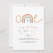 Invitation Tons Muets Pastel Boho Arc-en-ciel 1er anniversair (Devant)