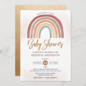 Invitation Tons Muets Pastel Boho Baby shower arc-en-ciel (Devant / Derrière)