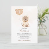 Invitation Tons muets Teddy Bear Beary Premier anniversaire (Debout devant)