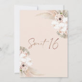Invitation Tons naturels Boho Pampas Grass Sweet 16 Anniversa (Dos)