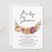 Invitation Tons Naturels Couleur Plum Boho Baby shower Floral (Devant)