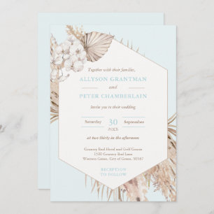 Invitation Tons neutres Bohème Désert Pampas Mariage en herbe