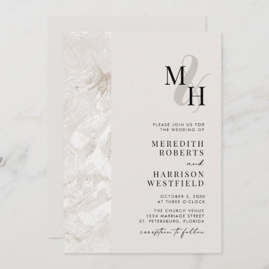 Invitation Tons neutres de la Terre QR Code Monogramme Mariag (Devant / Derrière)