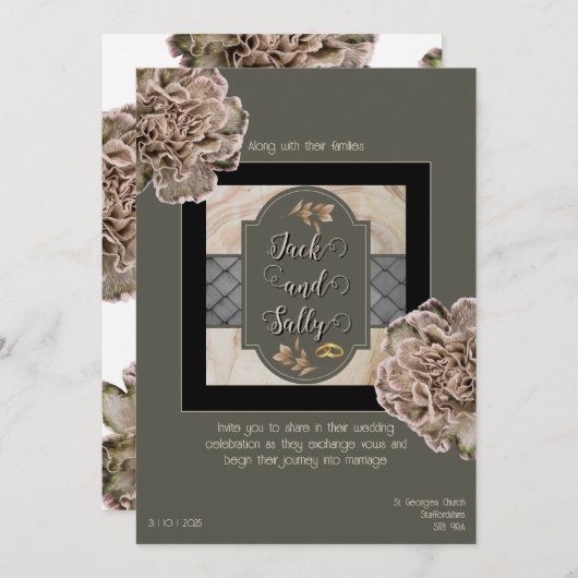 Invitation Tons neutres Floral (Devant / Derrière)