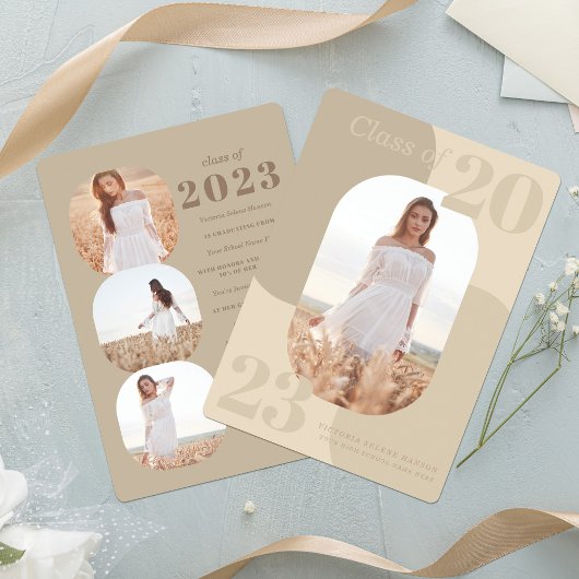 Invitation Tons neutres minimaux Diplôme de photo géométrique