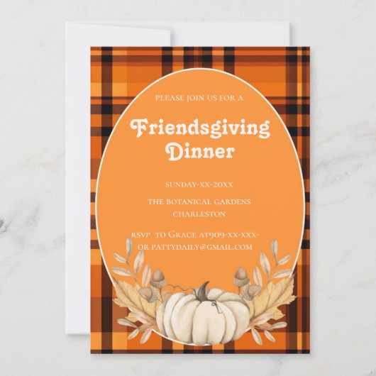 Invitation tons plaid teracotta Friendsgiving (Devant)