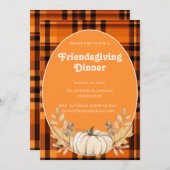 Invitation tons plaid teracotta Friendsgiving (Devant / Derrière)
