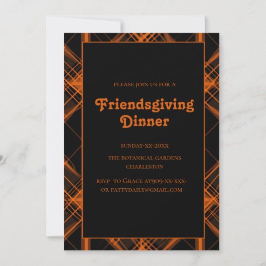 Invitation tons plaid teracotta Friendsgiving (Devant)