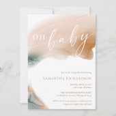 Invitation Tons terre moderne beige turquoise tan OH baby sho (Devant)