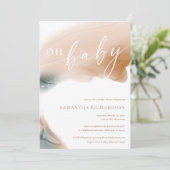 Invitation Tons terre moderne beige turquoise tan OH baby sho (Debout devant)