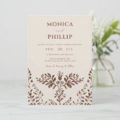 Invitation Tons Terre Rustique Automne Mariage de fleurs (Debout devant)