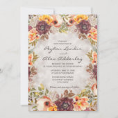 Invitation Tons Terres Romantiques Automne Automne Floral Mar (Devant)