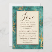 Invitation Tons turquoise et or Bible chrétienne Verse Mariag (Devant)