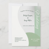 Invitation tons vert menthe simple boho chic mariage (Devant)
