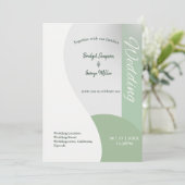 Invitation tons vert menthe simple boho chic mariage (Debout devant)