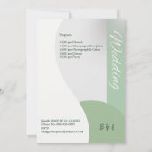 Invitation tons vert menthe simple boho chic mariage (Dos)
