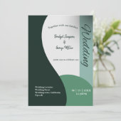 Invitation tons verts sauge simple boho chic mariage (Debout devant)