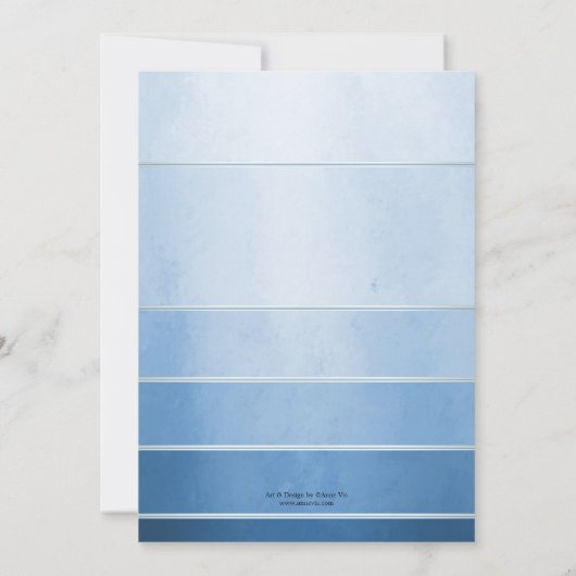 Invitation Tonton bleu argenté sur ton Mariage de poste rayé (Dos)