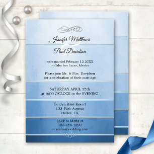 Invitation Tonton bleu argenté sur ton Mariage de poste rayé