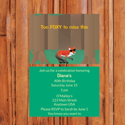 Invitation “Too Foxy for This” Sassy Party