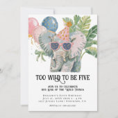 Invitation Too Wild to Be Five Elephant Jungle Birthday (Devant)