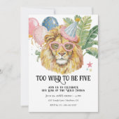 Invitation Too Wild to Be Five Lion Jungle Birthday (Devant)