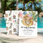 Invitation Too Wild to Be Five Lion Jungle Birthday<br><div class="desc">Celebrate your little party animal with this playful Too Wild to Be Five jungle birthday invitation featuring a watercolor lion wearing pink sunglasses and a festive party hat. Surrounded by balloons, tropical leaves, and cheerful party animals, this design captures the fun and energy of a wild birthday celebration. Perfect for...</div>
