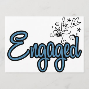 Invitation ToonDoveEngagedBlue
