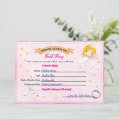 Invitation Tooth Fairy Certificate - Lost Tooth Receipt (Debout devant)