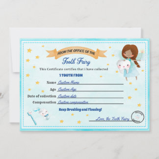 Invitation Tooth Fairy Certificate - Lost Tooth Receipt