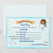 Invitation Tooth Fairy Certificate - Lost Tooth Receipt (Devant / Derrière)