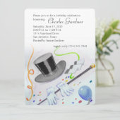 Invitation Top Hat Cane et Gants Anniversaire (Debout devant)