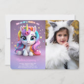 Invitation Top Rainbow Unicorn Anniversaire (Devant)