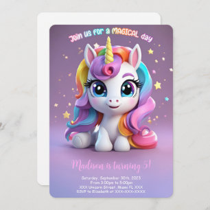 Invitation Top Rainbow Unicorn Anniversaire