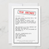 Invitation Top Secret Agent spécial Spy Surprise Party (Devant)