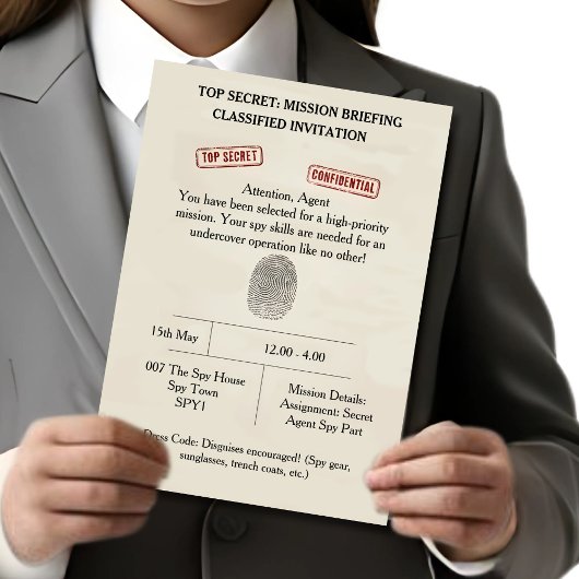 Invitation Top Secret Spy Mission Kids Party