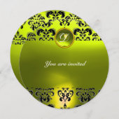 Invitation TOPAZE DAMASSÉ PIERRE PRÉCIEUSE MONOGRAMME noir ja (Devant / Derrière)