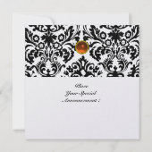 Invitation topaze de pierre gemme damas monogramme orange gla (Dos)