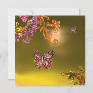 Invitation TOPAZE JAUNE PAPILLON, rose orange marron vif