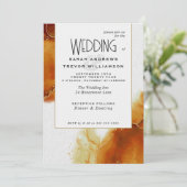 Invitation Topaze Mariage Or Abstrait Marbre (Debout devant)