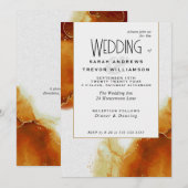 Invitation Topaze Mariage Or Abstrait Marbre (Devant / Derrière)
