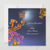 Invitation TOPAZE PAPILLON  BLEU, rose vif orange marron (Dos)